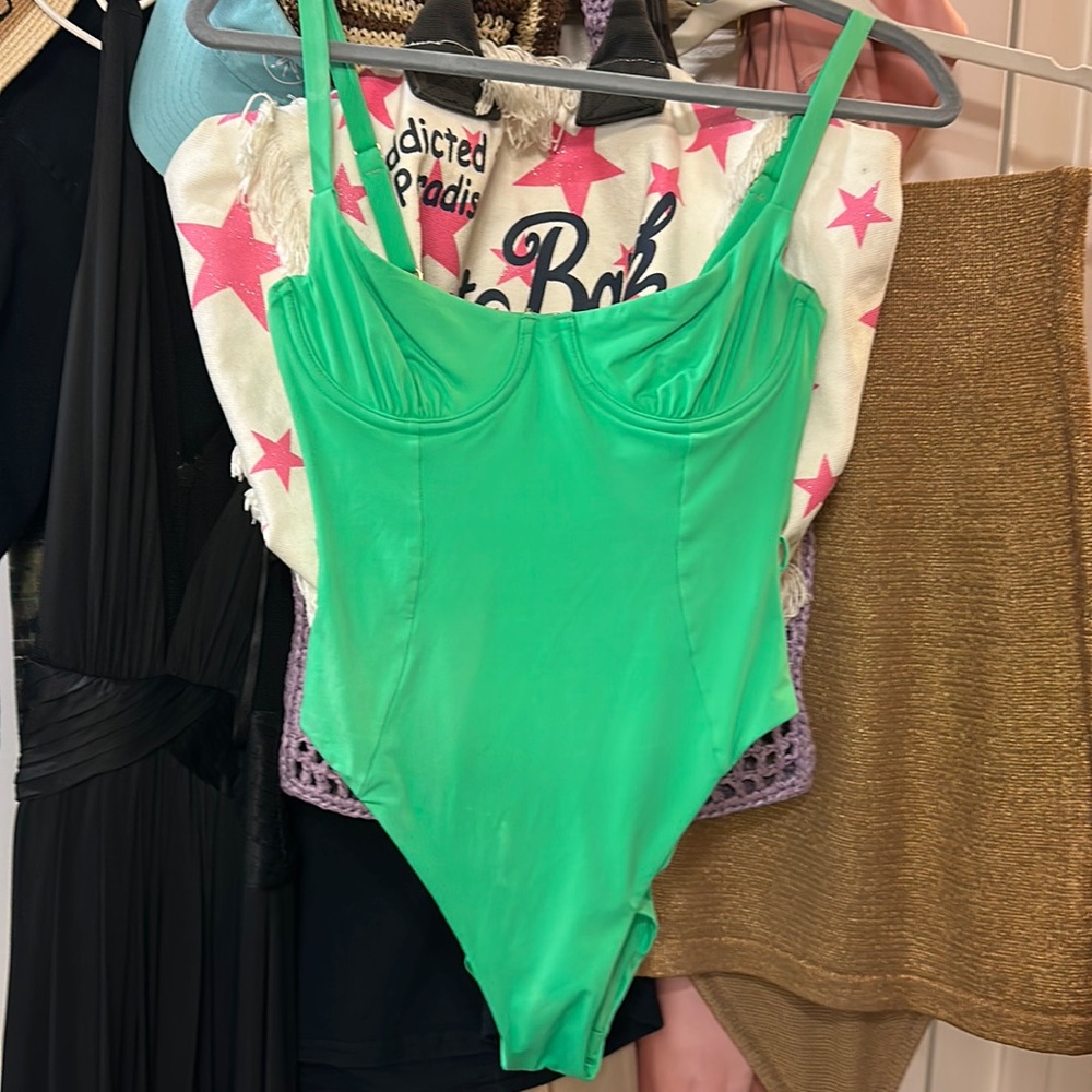WeWoreWhat bright green one-piece